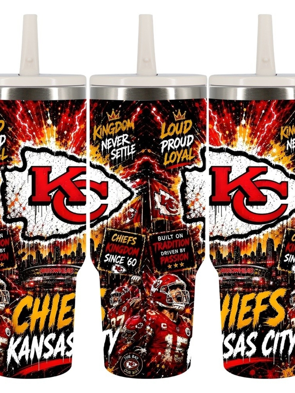 KC Chiefs Stainless Travel Tumbler - Flip Top Straw